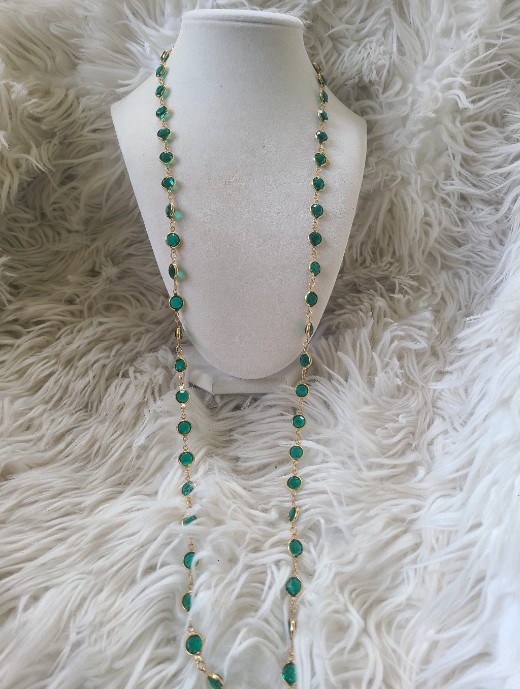 Swarovski Green Crystal Bezel Necklace- Great Condition